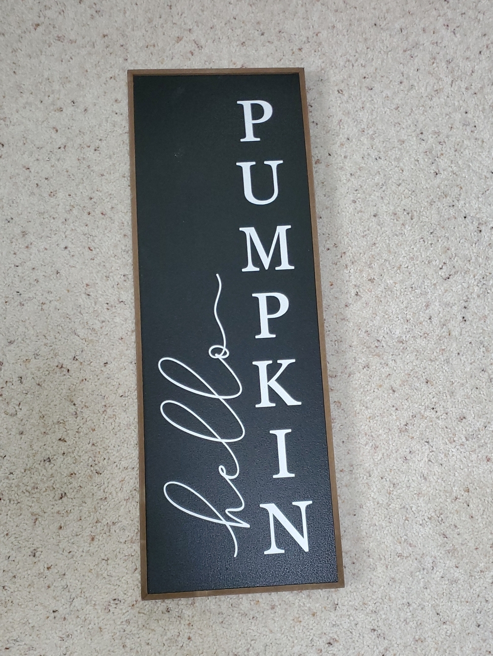 Black "Pumpkin" Vertical Wall Sign by
